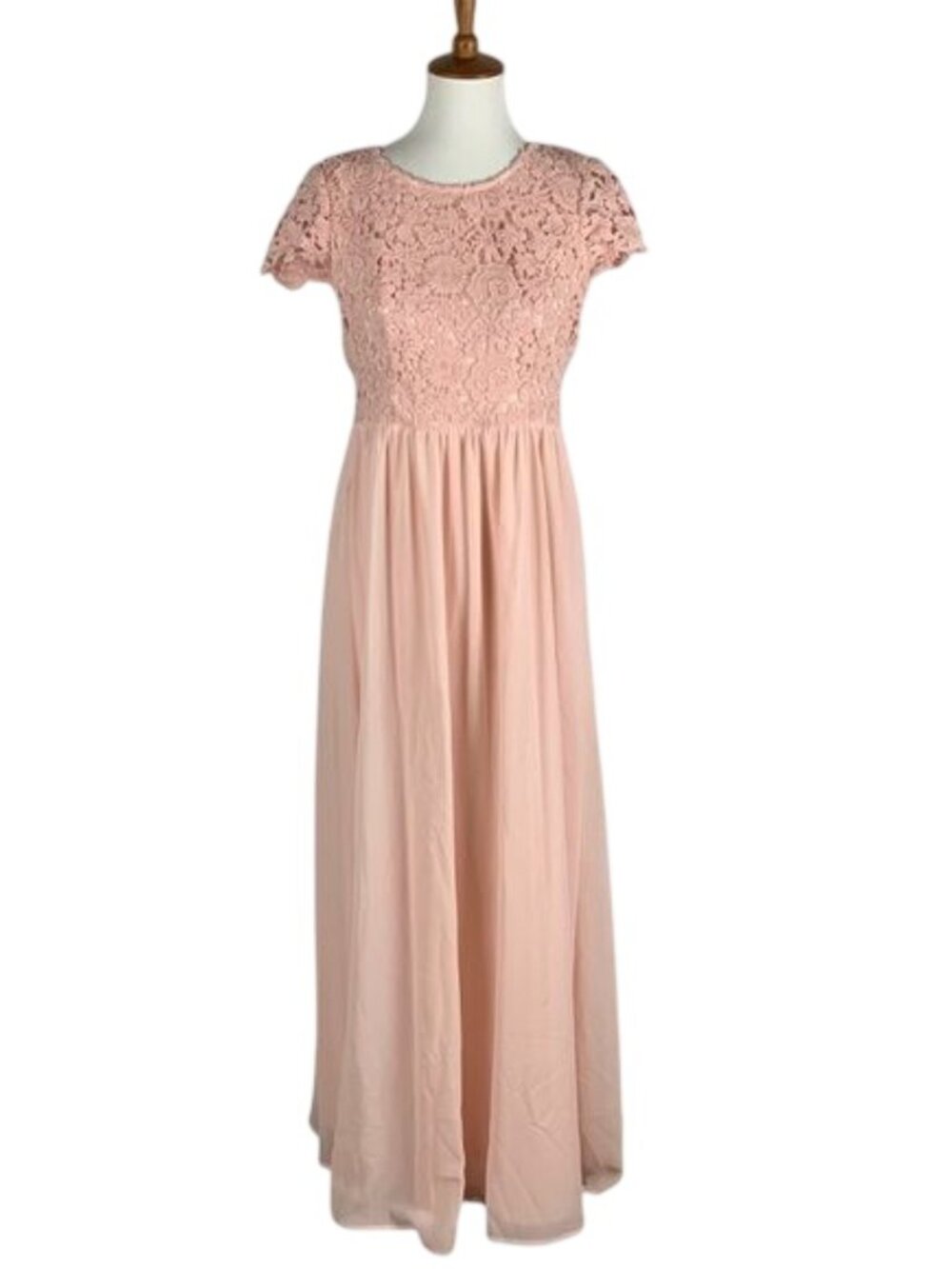 Lulus The Greatest Blush Pink Lace Maxi Dress womens Size Med - Picture 2 of 7